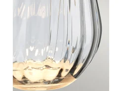 Elstead Lena 2 ljus liten plommonbordslampa, plommontonat glas, ljungskärm, E27