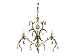 Elstead Lily Ljuskrona 3 ljus metallisk brons blommiga blad Design