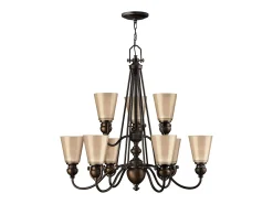 Elstead Mayflower 9 Lätt Multi Arm Ljuskrona Olde Bronze Finish, E27