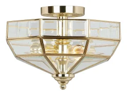 Elstead Old Park 2 Ljus Semi Flush Ceiling Light Polerad mässing, E27