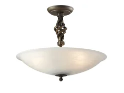 Elstead Pembroke 3 Light Semi Flush Ceiling Light Black, Gold, E14
