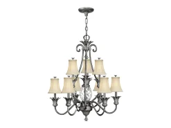 Elstead Plantation 10 ljus multiarm ljuskrona polerad antik nickelfinish, E14