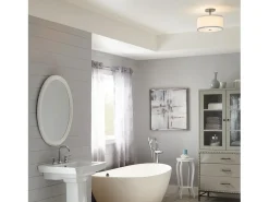Elstead Prospect Park 2 Ljus Semi Flush Taklampa Krom, Satin Nickel, E27