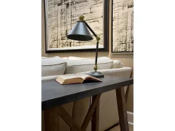 Elstead Provence Element 1 ljus bordslampa grå, åldrad mässing, E27