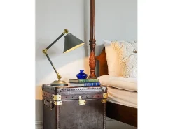 Elstead Provence Element 1 ljus bordslampa grå, åldrad mässing, E27