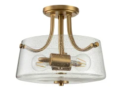 Elstead Quoizel Hollister Skål Semi Flush Ceiling Light Borstad mässing