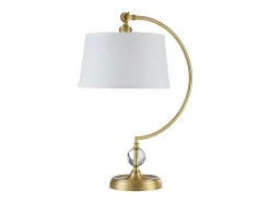 Elstead Quoizel Jenkins Bordslampa med rund avsmalnande skärm Borstad mässing