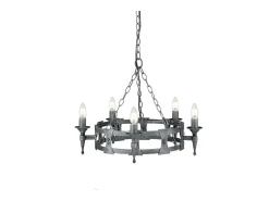 Elstead Saxon 5 ljus ljuskrona svart, silverfinish, E14