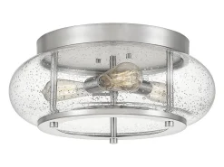 Elstead Trilogy 3 Light Flush Mount, Borstad Nickel, E27