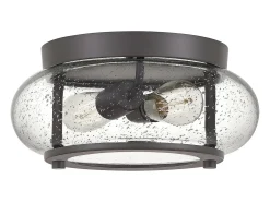 Elstead Trilogy 2 Light Flush Mount, Old Bronze, E27
