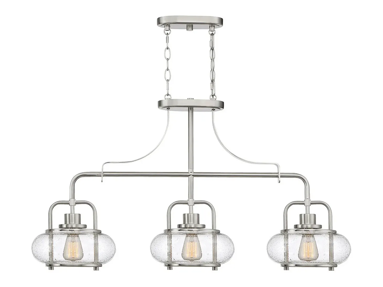 Elstead Trilogy 3 Light Island Pendel, Borstad Nickel, E27