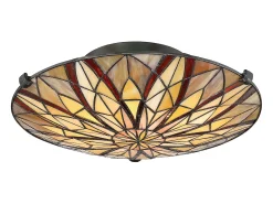 Elstead Victory Tiffany Semi-Flush, Valiant Bronze, E27