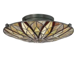 Elstead Victory Tiffany Semi-Flush, Valiant Bronze, E27