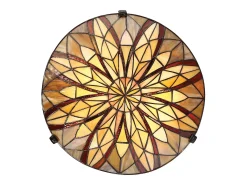Elstead Victory Tiffany Semi-Flush, Valiant Bronze, E27