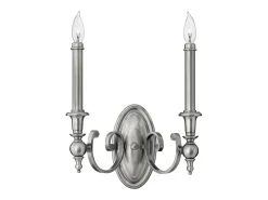 Elstead Yorktown 2 ljus inomhusljus vägglampa antik nickel, E14