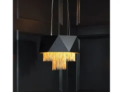 Elstead Zuma 6 ljushänge, satinsvart, guld, E27