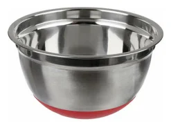 Ensaladera de Acero Inoxidable Antideslizante 4,5L Plata y Rojo D. 25,8 x H. 13,8 cm