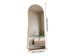 Espejo arqueado de cuerpo entero, 162 x 53 cm, de pared, para salón, dorado