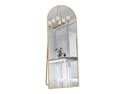 Espejo arqueado de cuerpo entero, 162 x 53 cm, de pared, para salón, dorado