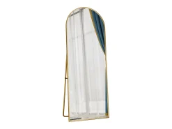 Espejo arqueado de cuerpo entero - 53 x 162 cm Espejo de pie arqueado grande de cuerpo entero - Espejo de tocador para sala de estar, dorado
