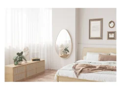Espejo asimétrico NARA – 50x80 cm – Acabado en roble envejecido – MDF decorativo de madera – Diseño orgánico y moderno