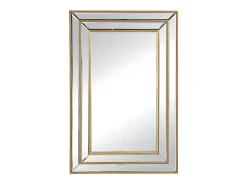 Espejo biselado BAKOU - madera de eucalipto - 60 x 90 cm - Dorado
