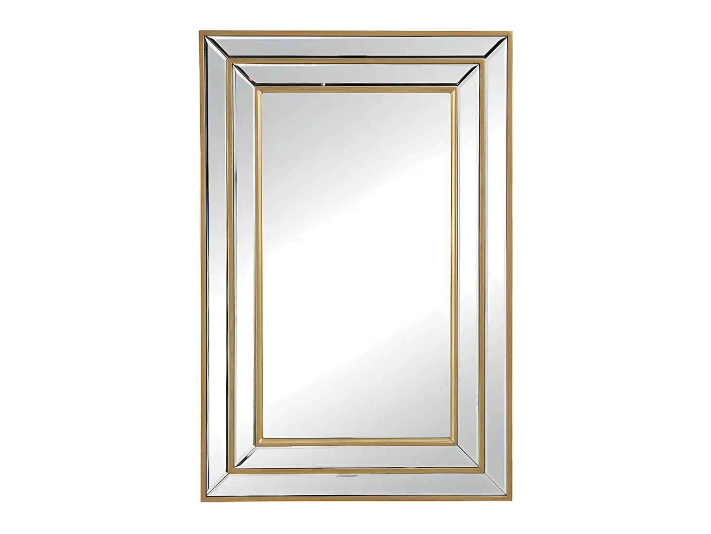 Espejo biselado BAKOU - madera de eucalipto - 60 x 90 cm - Dorado