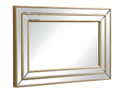 Espejo biselado BAKOU - madera de eucalipto - 60 x 90 cm - Dorado