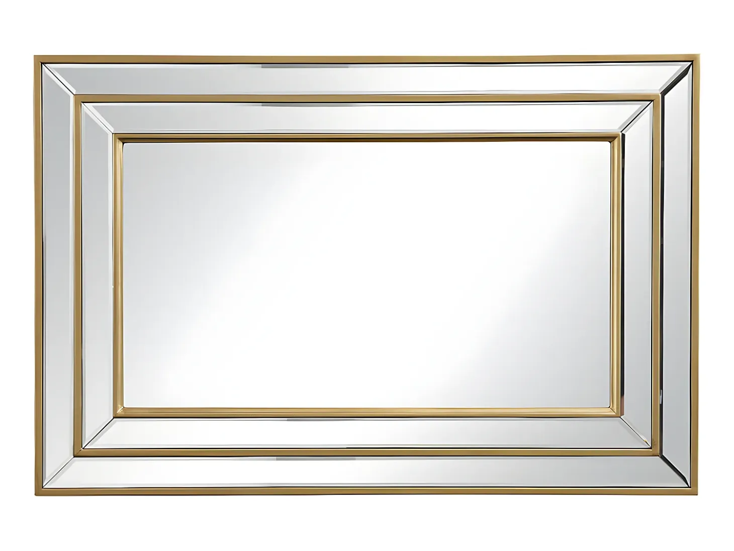 Espejo biselado BAKOU - madera de eucalipto - 60 x 90 cm - Dorado