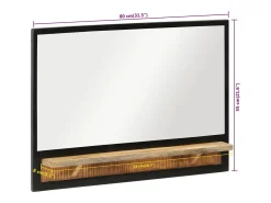 Espejo con estante 80x8x55 cm cristal y madera maciza de mango