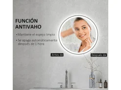 Espejo Córcega Kleankin con luz LED antivaho plata Ø60 cm