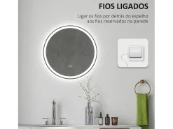 Espejo Córcega Kleankin con luz LED antivaho plata Ø60 cm