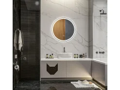 Espejo Córcega Kleankin con luz LED antivaho plata Ø60 cm