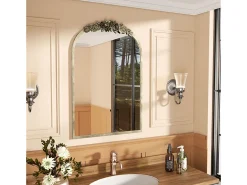 Espejo de arco de metal - L 60,5 x H 91,6 cm - Espejo de pared de diseño dorado