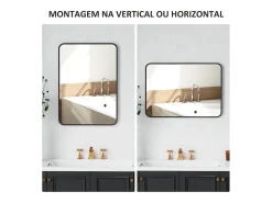 Espejo de baño Aurius Homcom enmarcado negro 70x50