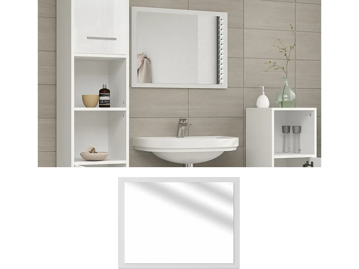 Espejo de baño blanco alto brillo/blanco 45x2x60 kiko