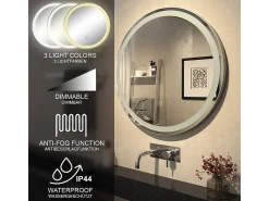 Espejo de baño blanco 70x4x70 lumos