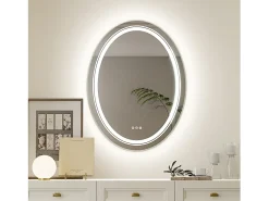 Espejo de baño con iluminación, espejo de pared antivaho con aumento 80x60cm