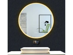Espejo de baño con Led,80 x 80 cm, Luz led con tres colores,Con función antivaho, bluetooth, memoria agapada, y brillo ajustable.