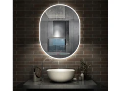 Espejo de baño con Led,50 x 100 cm, Luz led con tres colores,Con función antivaho, memoria agapada, brillo ajustable.