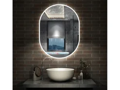Espejo de baño con Led,50 x 100 cm, Luz led con tres colores,Con función antivaho, memoria agapada, brillo ajustable.