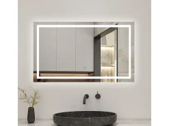 Espejo de baño con Led,100 x 60 cm, luz blanca, rectangular, Con función antivaho, memoria agapada, brillo ajustable.