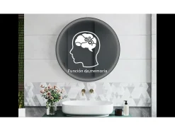 Espejo de baño con Led,80 x 80 cm, Luz led con tres colores,Con función antivaho,memoria agapada y brillo ajustable.Marco negro, diseño contemporáneo.