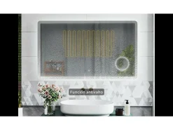 Espejo de baño con Led,80 x 60 cm, Luz led con tres colores,Con función antivaho, bluetooth y Lupa de aumento 3x.