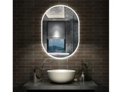 Espejo de baño con Led,45 x 90 cm, Luz led con tres colores,Con función antivaho, memoria agapada, brillo ajustable.