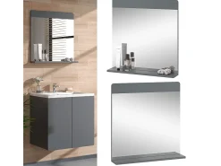 Espejo de baño gris 60x12x62 izan
