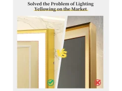 Espejo de baño iluminado LED antivaho con marco dorado 80x60x4cm