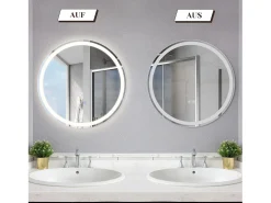 Espejo de baño iluminado NETTLIFE - Redondo 80 cm LED, IP44, interruptor táctil, antivaho, ajustable 3000K-6500K
