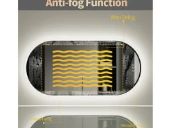 Espejo de baño LED ovalado 120x60cm espejo iluminado con 3 colores ajustables antivaho 60x120cm
