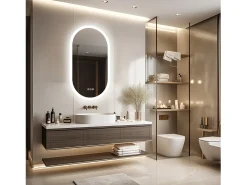 Espejo de baño LED ovalado 120x60cm espejo iluminado con 3 colores ajustables antivaho 60x120cm